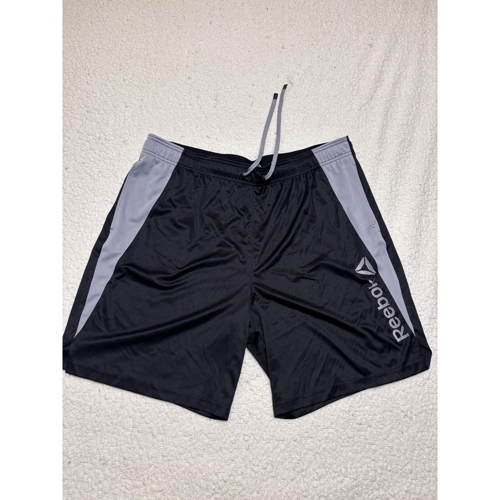 Reebok Mens Shorts 3XL Athletic Black Polyester Solid Gym Shorts Knit